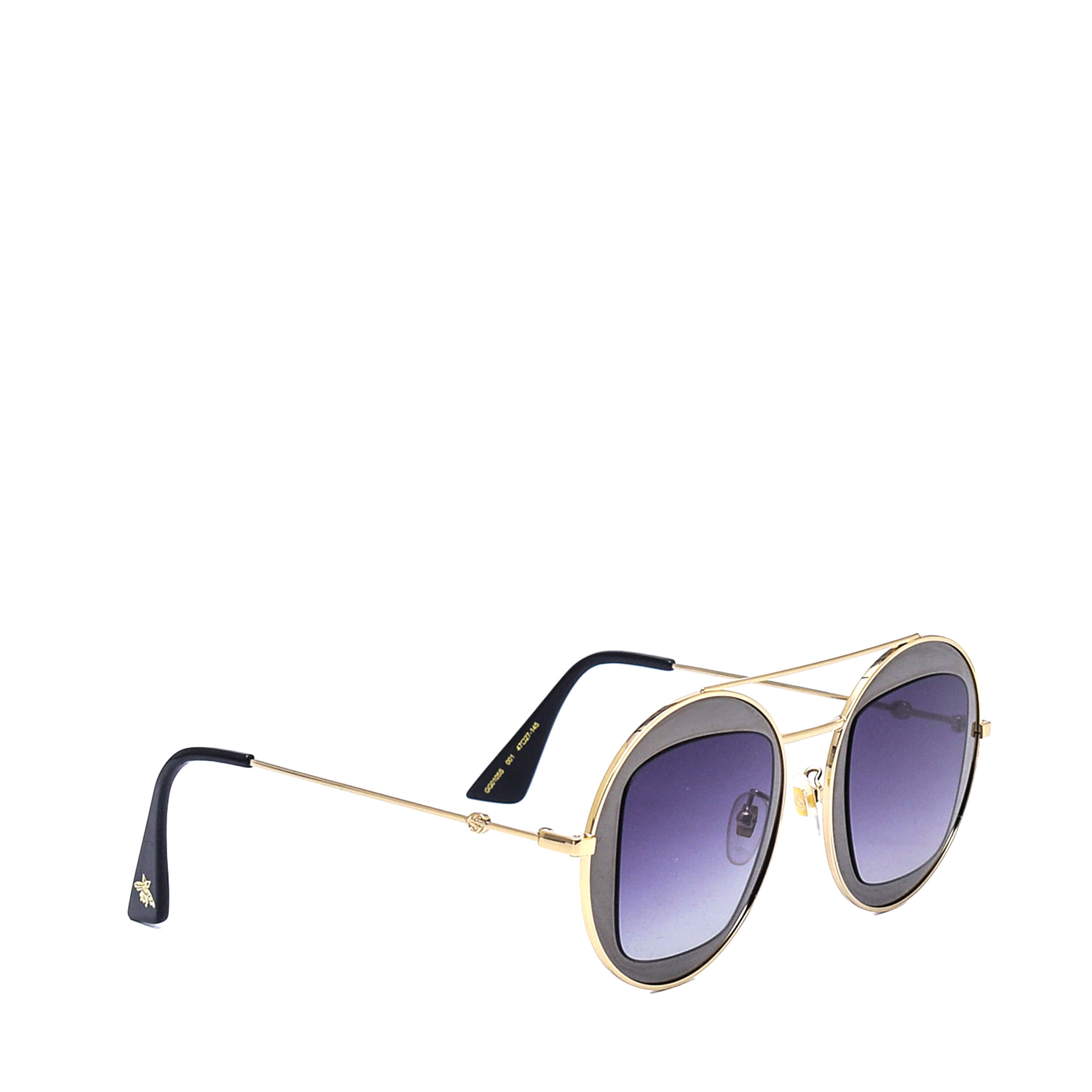 Gucci - Light Gold Tone&Anthracite Bee Detail Sunglasses / GG0105S